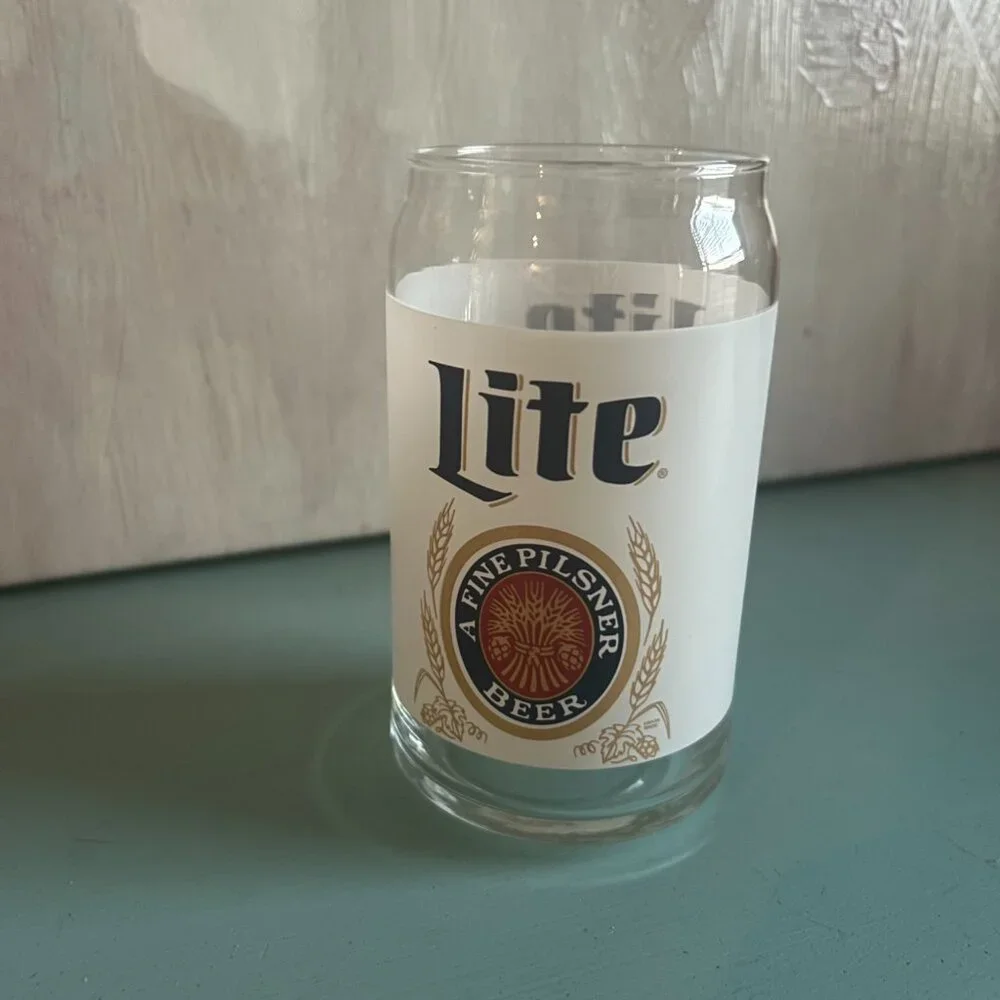 Vintage Miller Lite Can-shaped Pint Glass Beer Home Brewery Pilsner Ale
